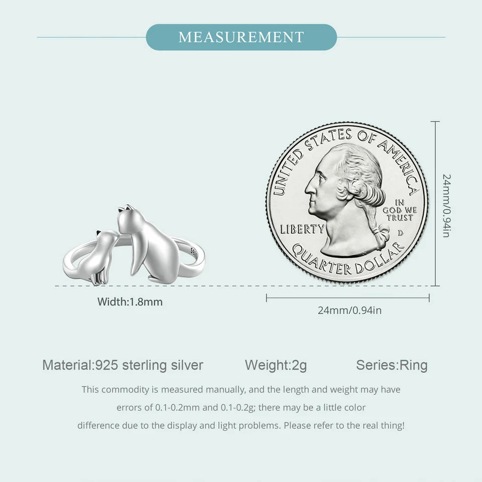 WOSTU 100% 925 Sterling Silver Cat Dog Opening Ring Hot Sale Pet Rings For Women Original Fashion Animal Jewelry Party Gift