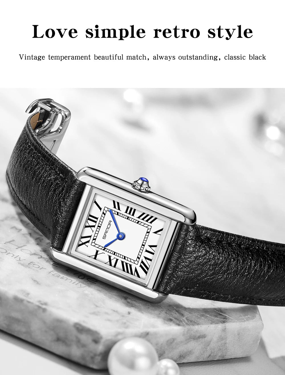 SANDA New Quartz Watch Roman Numeral Stainless Steel Leather Watchband Brief Lovers Watch 30M Waterproof Hot Men's Women's Watch