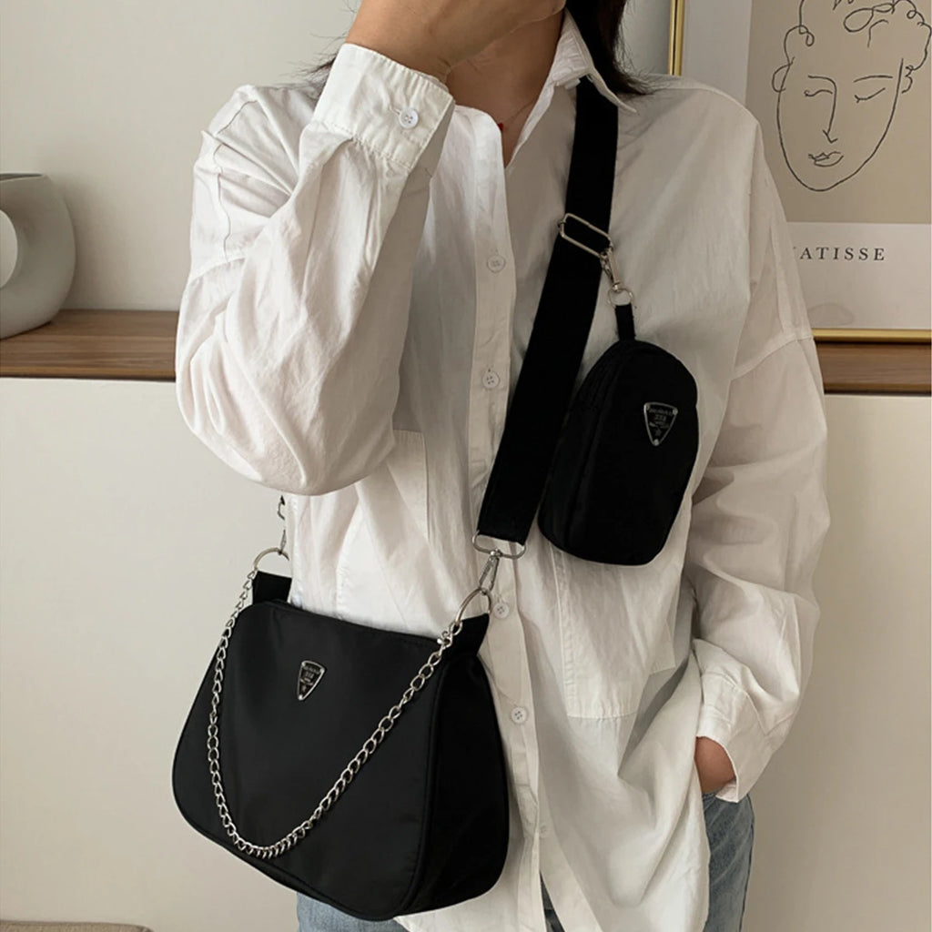 Nylon Crossbody Bag For Women Fashion Portable Casual Underarm Bag Students Cross Body Bag