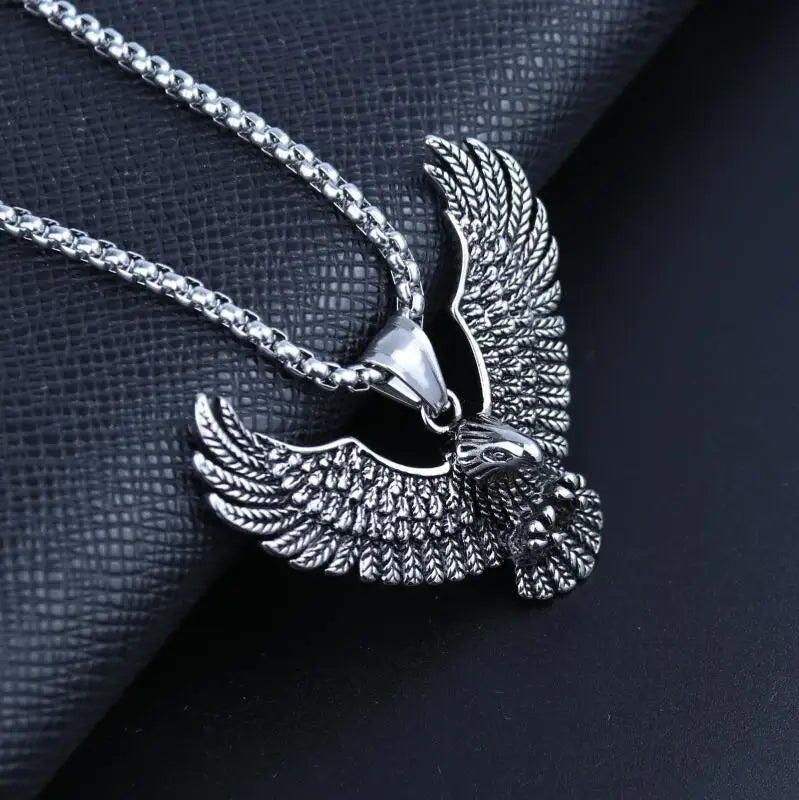 YQ 316L Stainless Steel Viking Eagle Pendant Chain Necklace For Men Punk Gothic Jewelry Accessories Male