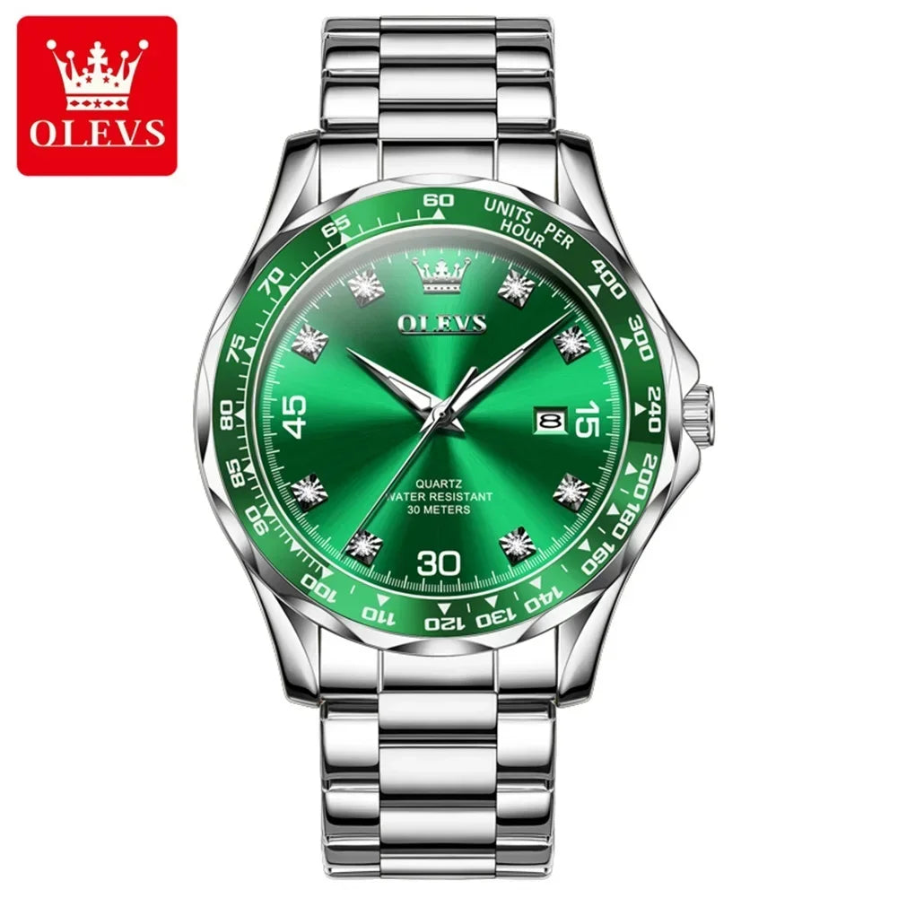 OLEVS 9988 Men's Quartz Watch Chronograph Waterproof Luxury Fashion Trend Stainless Steel Luminous Simple Wristwatch