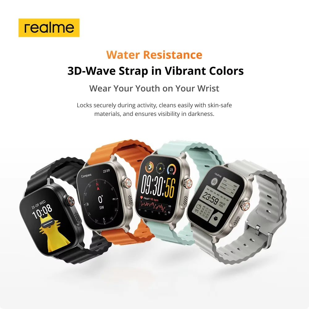 Global Version realme watch 5 1.97" 600nits AMOLED 460mAh 14-Day Battery Life 300+ Themes Support GPS GNSS IP68 waterproof