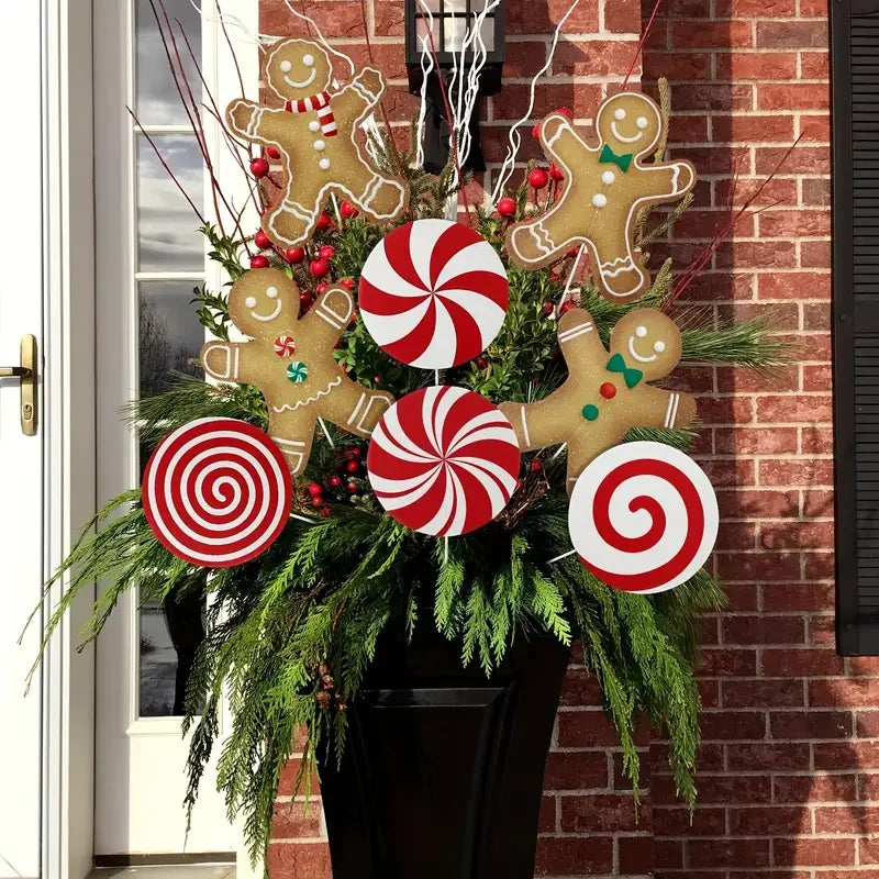 4/8pcs Christmas Tree Topper and Ornaments Set with Large Candy Cane Swirls for Home,Party Centerpiece for Christmas, Weddings
