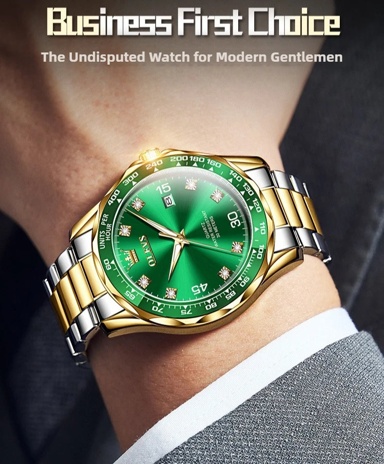 OLEVS 9988 Men's Quartz Watch Chronograph Waterproof Luxury Fashion Trend Stainless Steel Luminous Simple Wristwatch