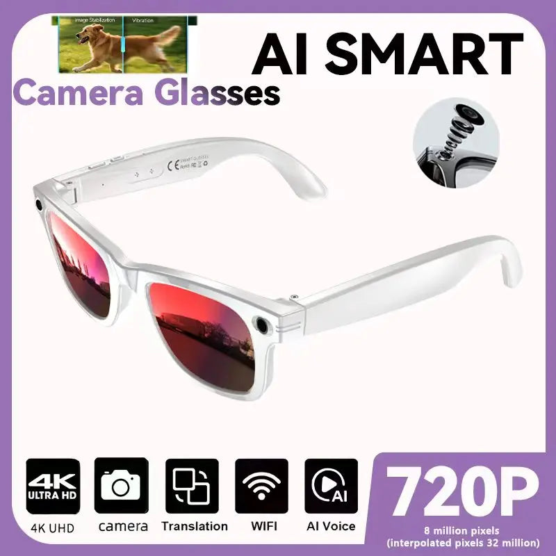 2025  Smart  Sunglasses ai smart glasses with Camera Video 8MP Translation  Bluetooth Call Music Play Men Women  Recording 100+