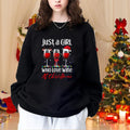 Women's Fashion Christmas Red Wine Glasses Round Neck Pullover Christmas Casual Loose Sweater Red Wine Glasses Top