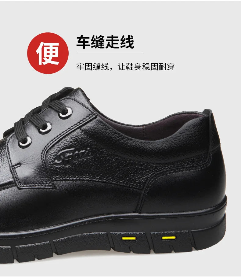 Hot Sale Men Genuine Leather Casual Shoes Soft Sole Lace-up Luxury Brand Middle-aged Old Man Dad Lightweight Loafers Shoes