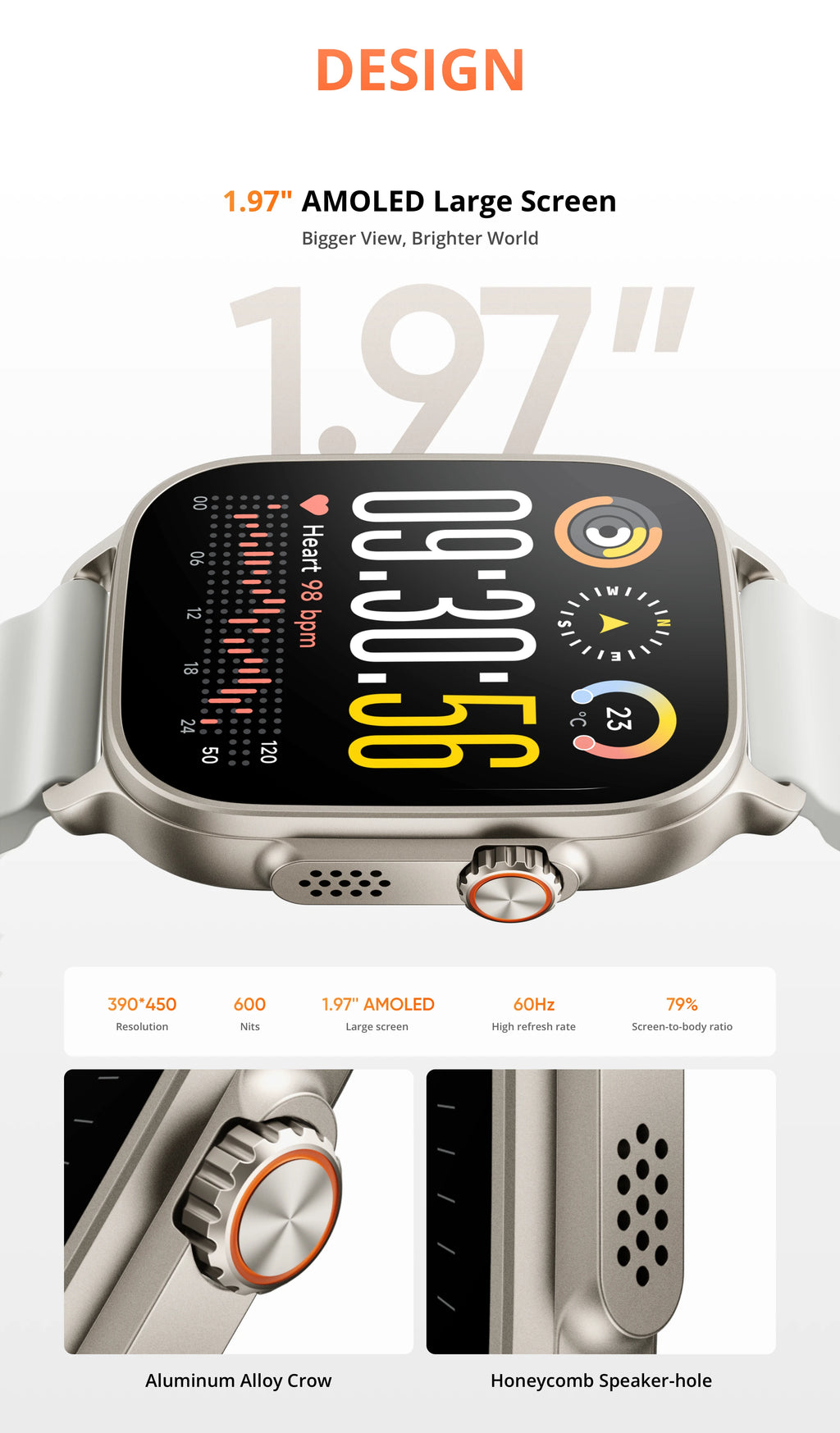 Global Version realme watch 5 1.97" 600nits AMOLED 460mAh 14-Day Battery Life 300+ Themes Support GPS GNSS IP68 waterproof