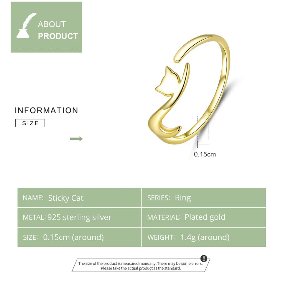 WOSTU 100% 925 Sterling Silver Cat Dog Opening Ring Hot Sale Pet Rings For Women Original Fashion Animal Jewelry Party Gift