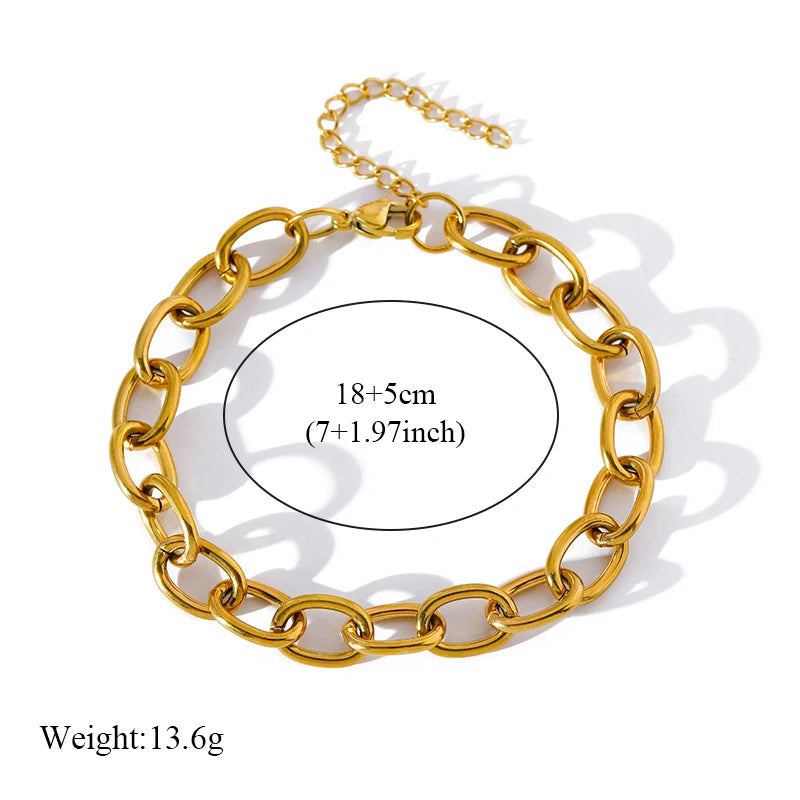 EILIECK 316L Stainless Steel Beads Wound Chain Bracelet for Women Charm Metal 18 K Plated Trendy Golden Unique Design Jewelry