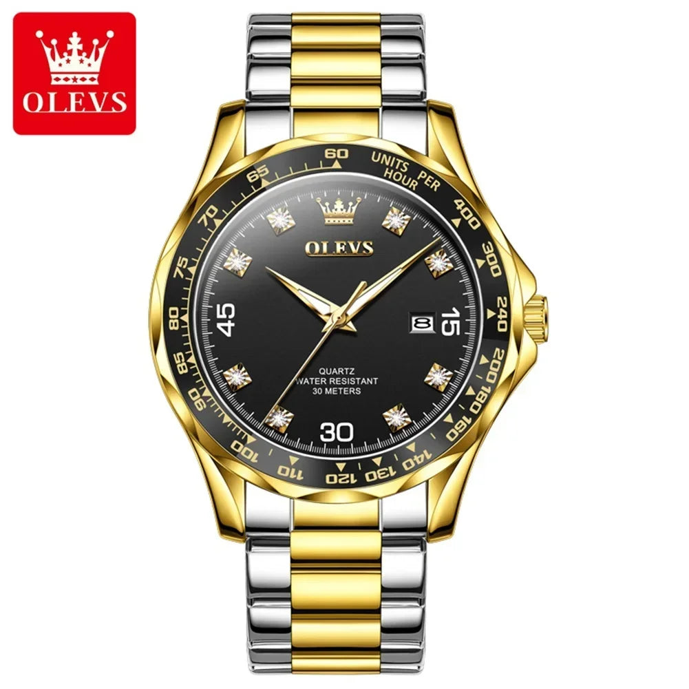 OLEVS 9988 Men's Quartz Watch Chronograph Waterproof Luxury Fashion Trend Stainless Steel Luminous Simple Wristwatch