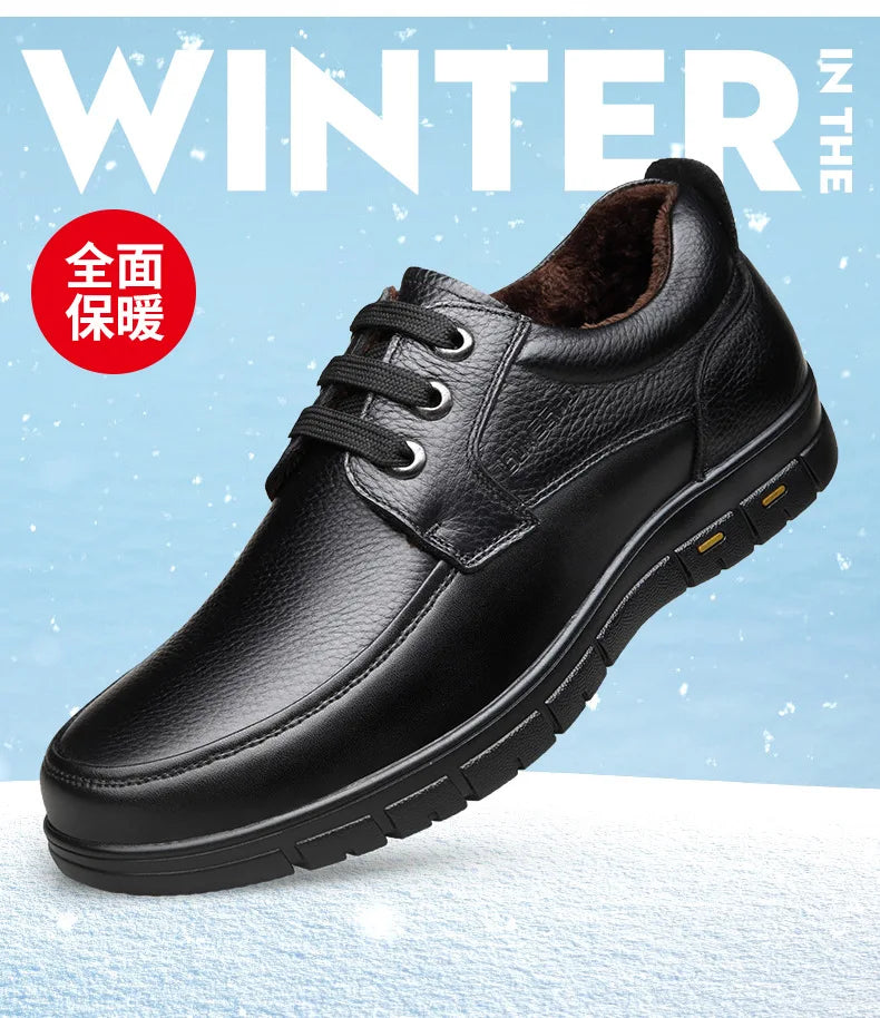 Hot Sale Men Genuine Leather Casual Shoes Soft Sole Lace-up Luxury Brand Middle-aged Old Man Dad Lightweight Loafers Shoes