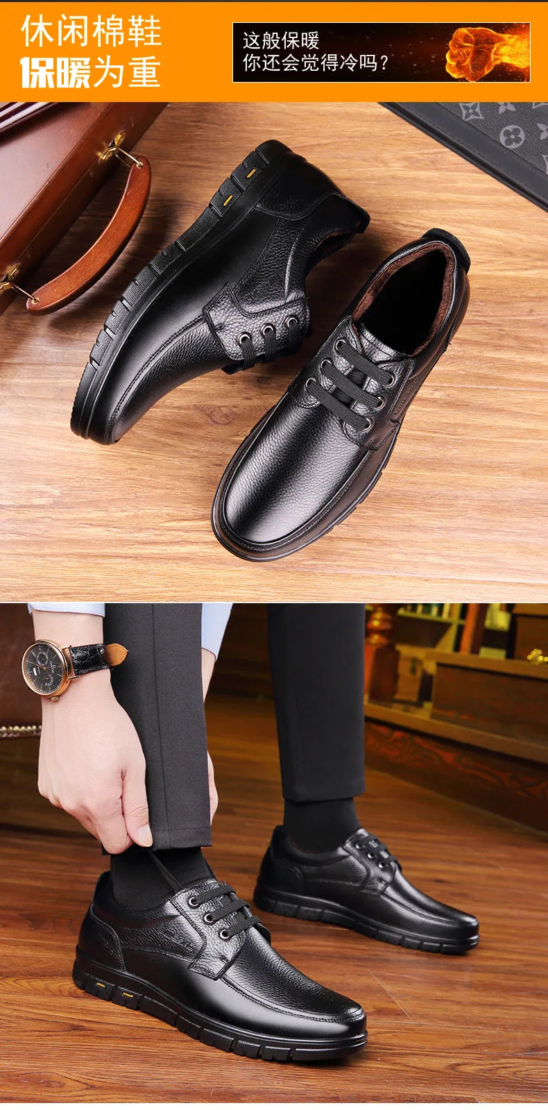Hot Sale Men Genuine Leather Casual Shoes Soft Sole Lace-up Luxury Brand Middle-aged Old Man Dad Lightweight Loafers Shoes
