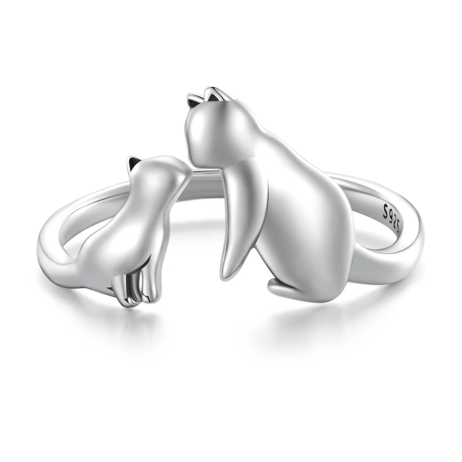 WOSTU 100% 925 Sterling Silver Cat Dog Opening Ring Hot Sale Pet Rings For Women Original Fashion Animal Jewelry Party Gift