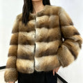 New Women Real Natural Musk Rat Fur Coat High Quality Genuine Winter Luxury Female Jacket Outerwear Long Sleeves