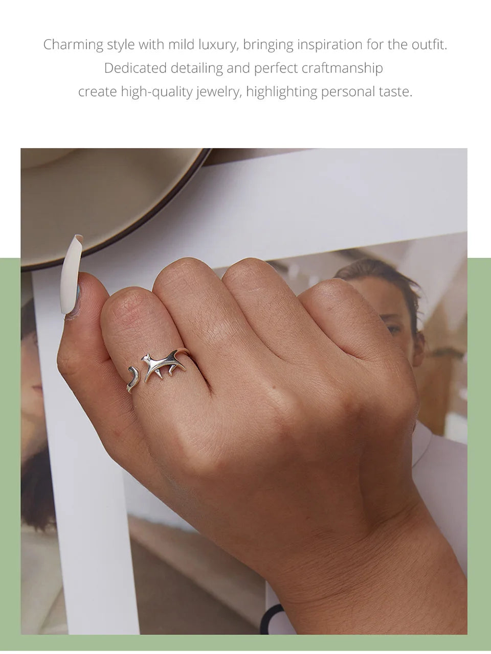 WOSTU 100% 925 Sterling Silver Cat Dog Opening Ring Hot Sale Pet Rings For Women Original Fashion Animal Jewelry Party Gift