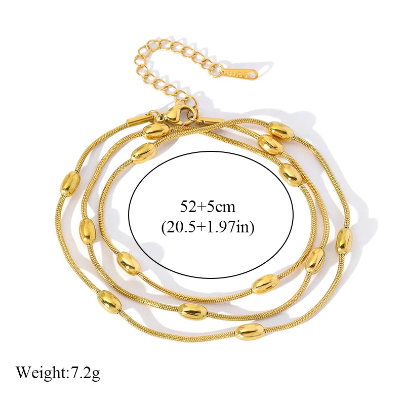 EILIECK 316L Stainless Steel Beads Wound Chain Bracelet for Women Charm Metal 18 K Plated Trendy Golden Unique Design Jewelry