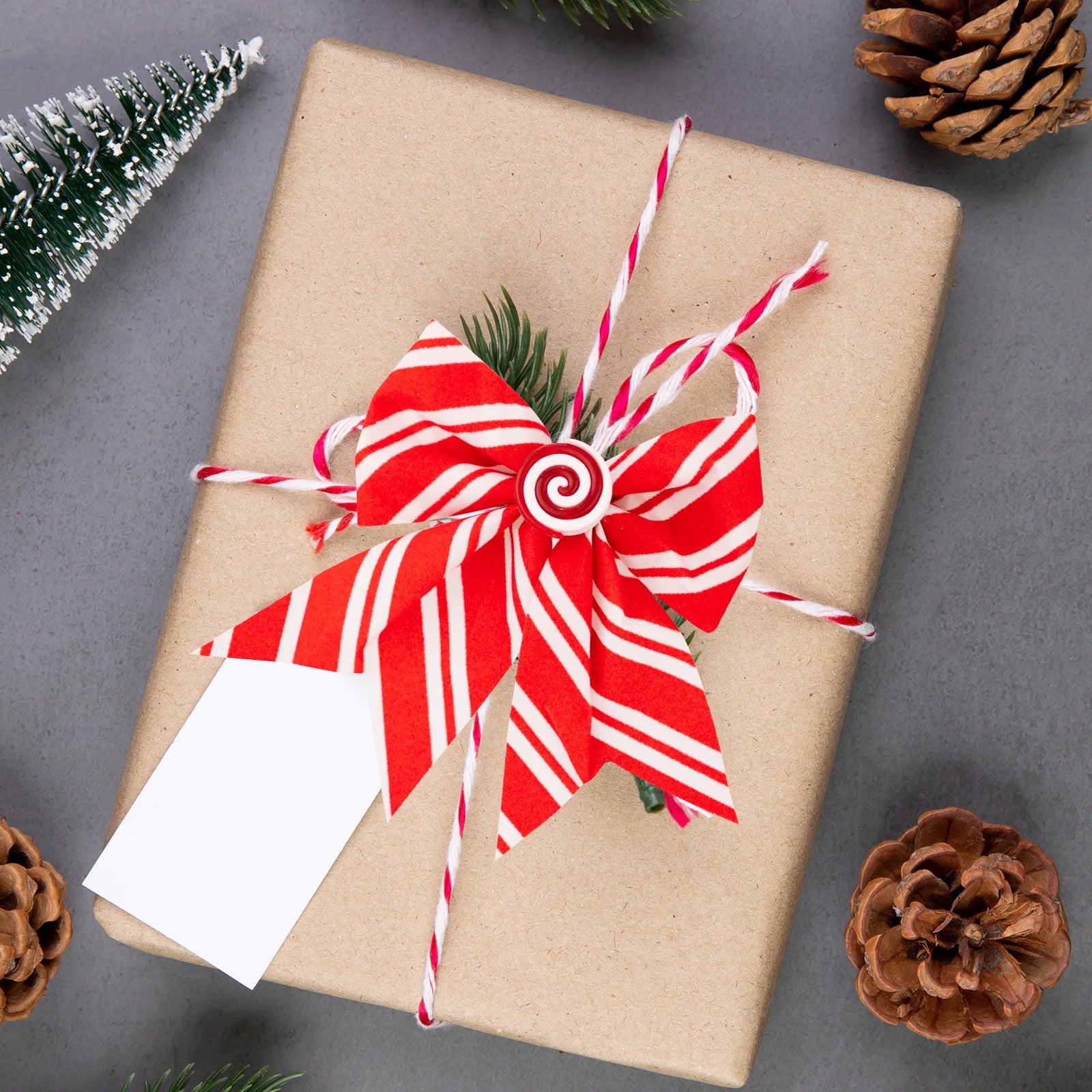 Three Christmas Bow Wreaths, Decorated with Red and White Striped Tree Top Bows, Christmas Party Home Decoration Items