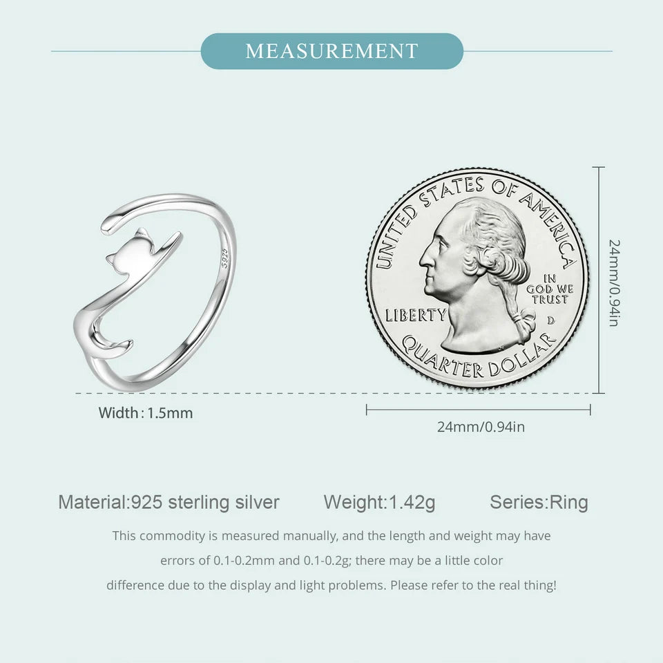 WOSTU 100% 925 Sterling Silver Cat Dog Opening Ring Hot Sale Pet Rings For Women Original Fashion Animal Jewelry Party Gift