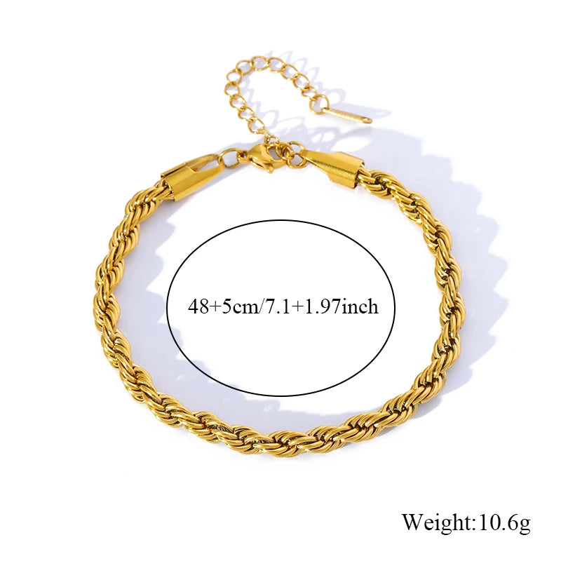 EILIECK 316L Stainless Steel Beads Wound Chain Bracelet for Women Charm Metal 18 K Plated Trendy Golden Unique Design Jewelry