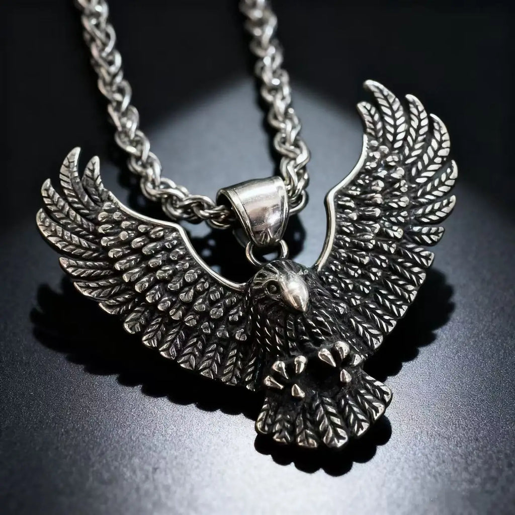 YQ 316L Stainless Steel Viking Eagle Pendant Chain Necklace For Men Punk Gothic Jewelry Accessories Male