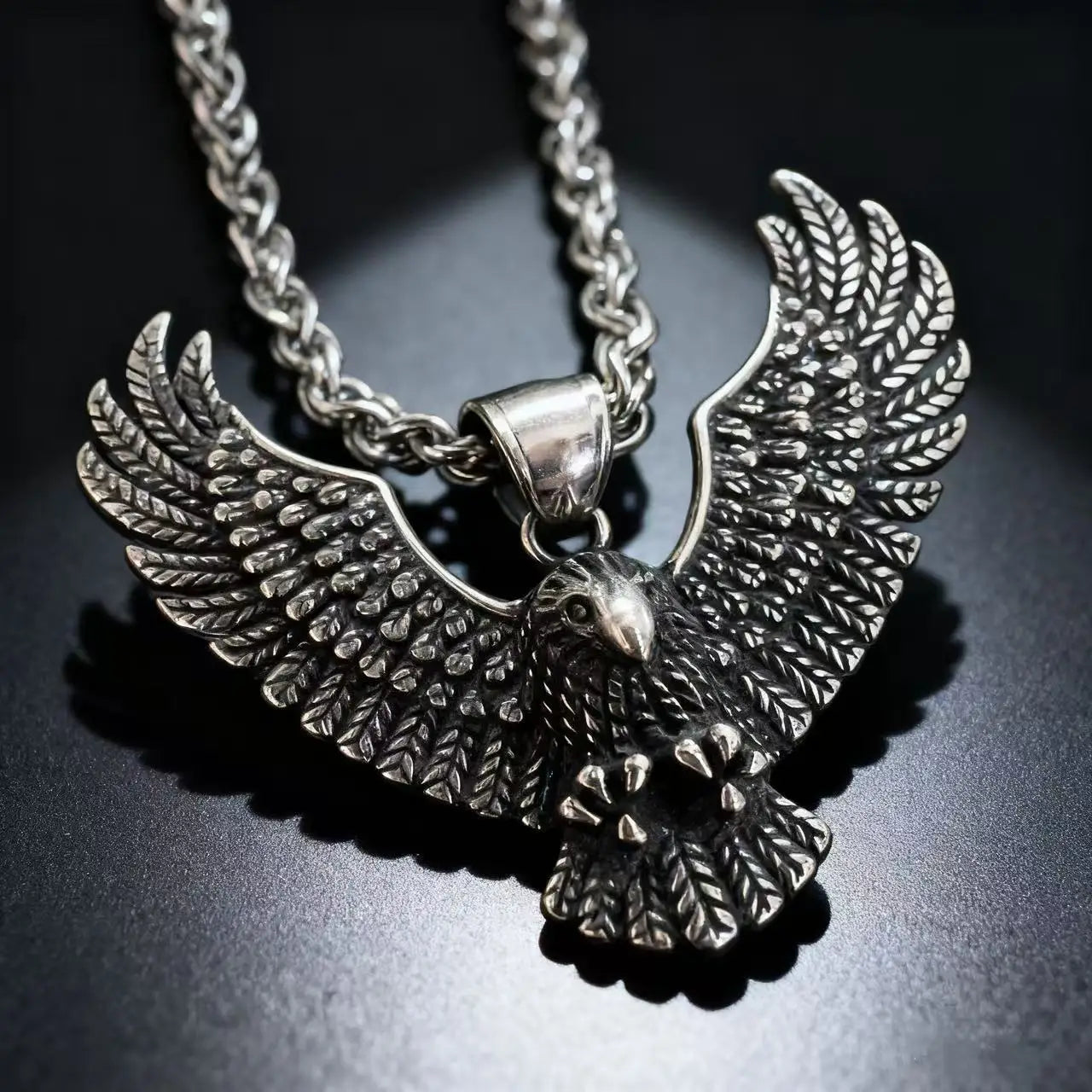 YQ 316L Stainless Steel Viking Eagle Pendant Chain Necklace For Men Punk Gothic Jewelry Accessories Male