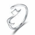WOSTU 100% 925 Sterling Silver Cat Dog Opening Ring Hot Sale Pet Rings For Women Original Fashion Animal Jewelry Party Gift