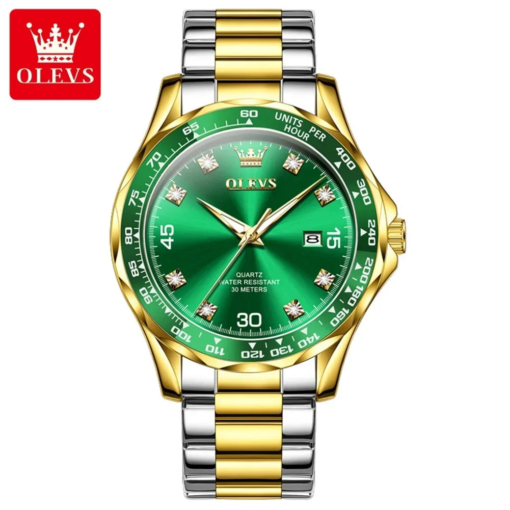 OLEVS 9988 Men's Quartz Watch Chronograph Waterproof Luxury Fashion Trend Stainless Steel Luminous Simple Wristwatch