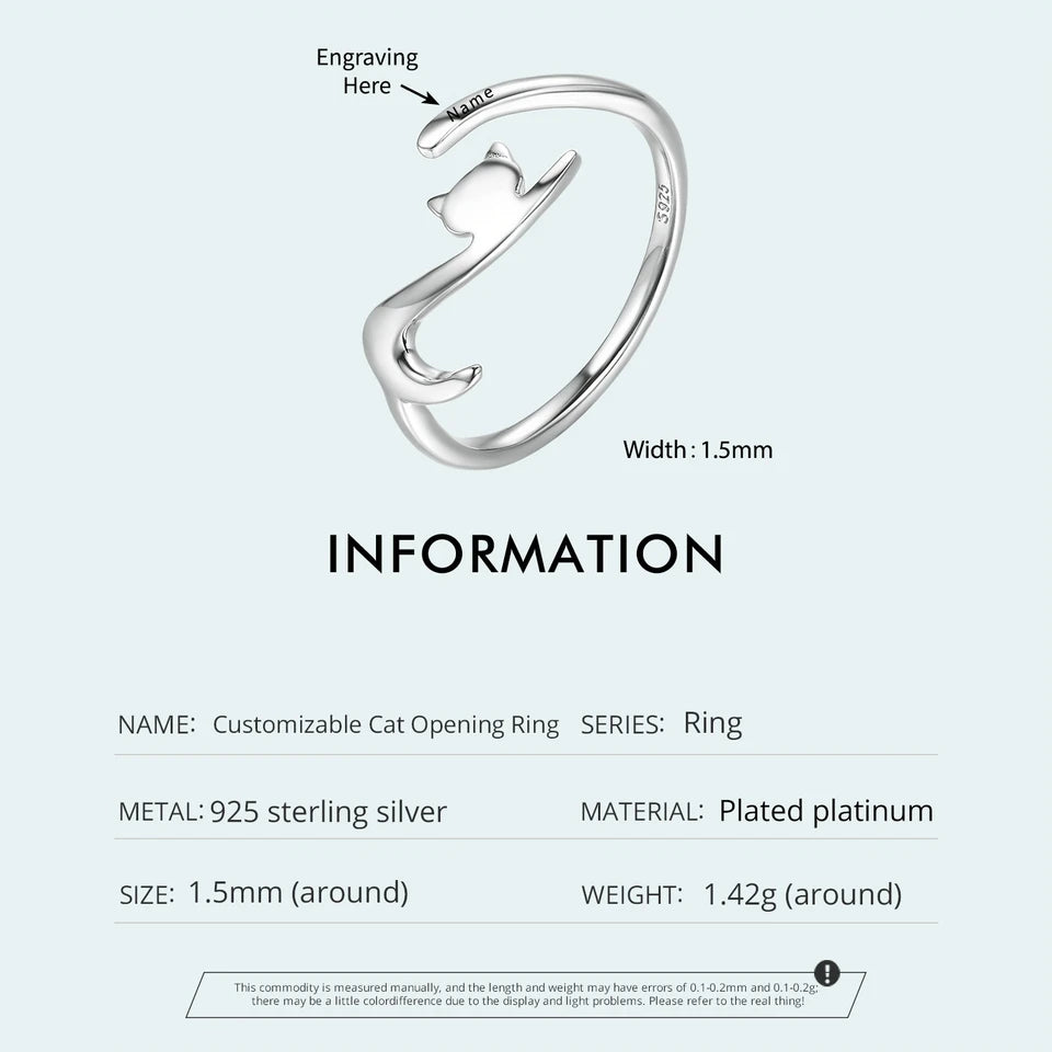 WOSTU 100% 925 Sterling Silver Cat Dog Opening Ring Hot Sale Pet Rings For Women Original Fashion Animal Jewelry Party Gift