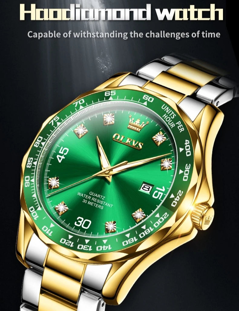 OLEVS 9988 Men's Quartz Watch Chronograph Waterproof Luxury Fashion Trend Stainless Steel Luminous Simple Wristwatch