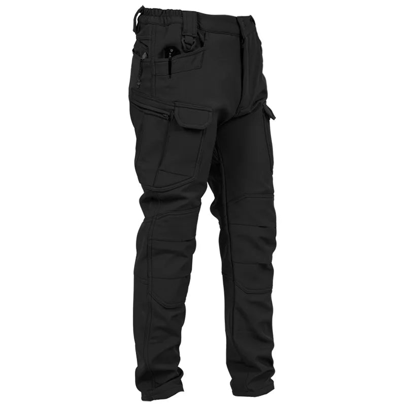 Men's Winter Pants Water Resistant Fleece Lined Snowboard Ski Softshell Tactical Pants with Multi-Pockets Outdoor Work Pants