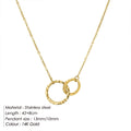 eManco Fashion Stainless Steel Double Ring Pendant Necklace Women's Silver Collarbone Chain Waterproof Not Lose Color Jewelry