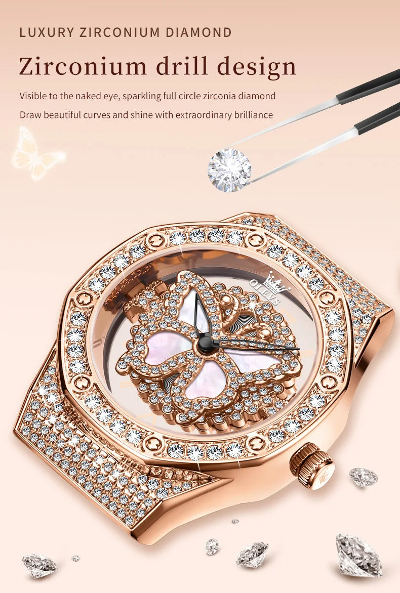 OLEVS 9996 Quartz Watch For Women Top Brand Fashion Woman Wristwatch Butterfly Luxury Waterproof Original Leather Dress Watches