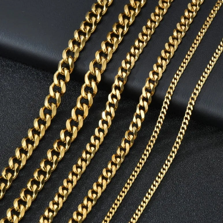 Width 5/7/9MM Hiphop Cuban Link Stainless Steel Chains Necklace for Men Basic Simple Rapper's Choker Fashion Jewelry Accessories