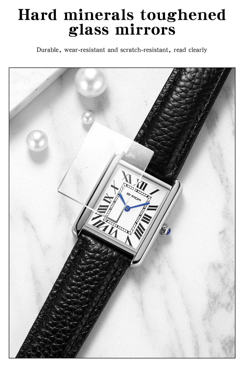 SANDA New Quartz Watch Roman Numeral Stainless Steel Leather Watchband Brief Lovers Watch 30M Waterproof Hot Men's Women's Watch