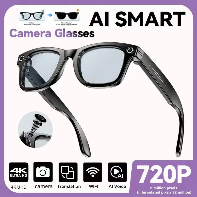 2025  Smart  Sunglasses ai smart glasses with Camera Video 8MP Translation  Bluetooth Call Music Play Men Women  Recording 100+