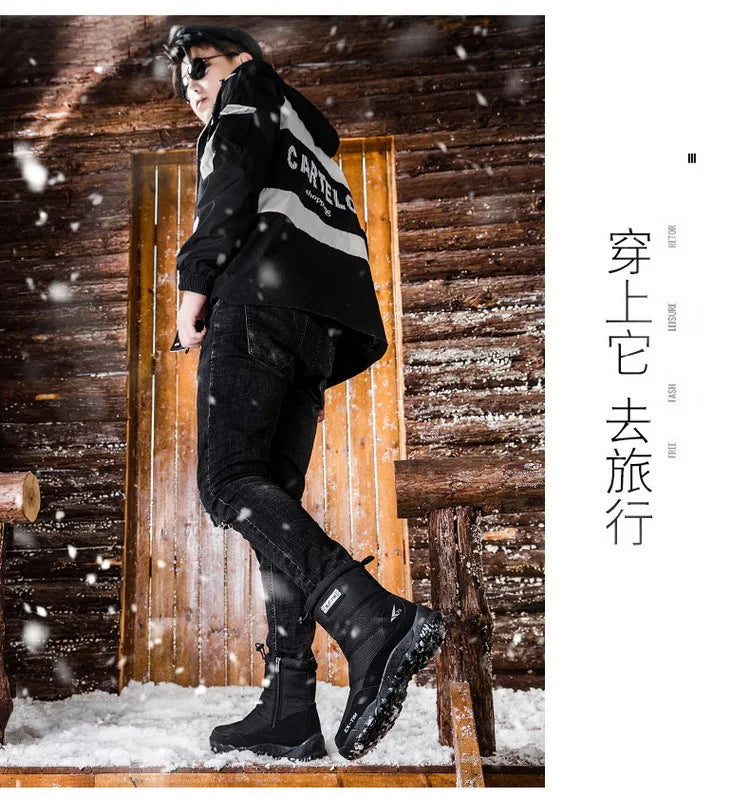 Warm Winter Plush Snow Boots Men Women Outdoor Winter Boots Waterproof Cotton Shoes Wear Resistant And Anti Slip Ankle Boots