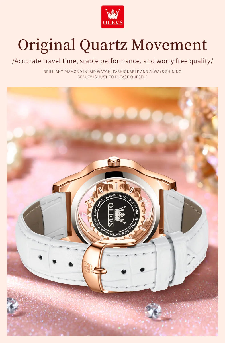OLEVS 9996 Quartz Watch For Women Top Brand Fashion Woman Wristwatch Butterfly Luxury Waterproof Original Leather Dress Watches
