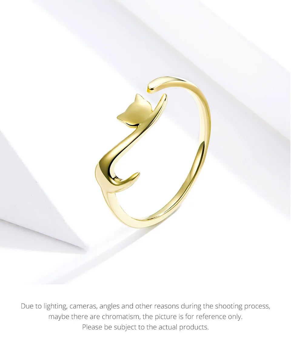 WOSTU 100% 925 Sterling Silver Cat Dog Opening Ring Hot Sale Pet Rings For Women Original Fashion Animal Jewelry Party Gift