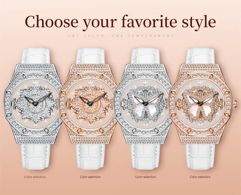 OLEVS 9996 Quartz Watch For Women Top Brand Fashion Woman Wristwatch Butterfly Luxury Waterproof Original Leather Dress Watches