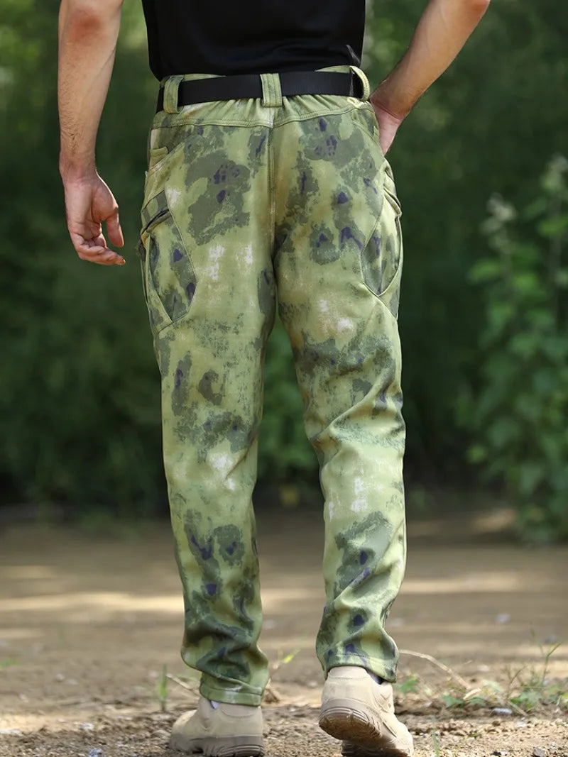 Men's Winter Pants Water Resistant Fleece Lined Snowboard Ski Softshell Tactical Pants with Multi-Pockets Outdoor Work Pants