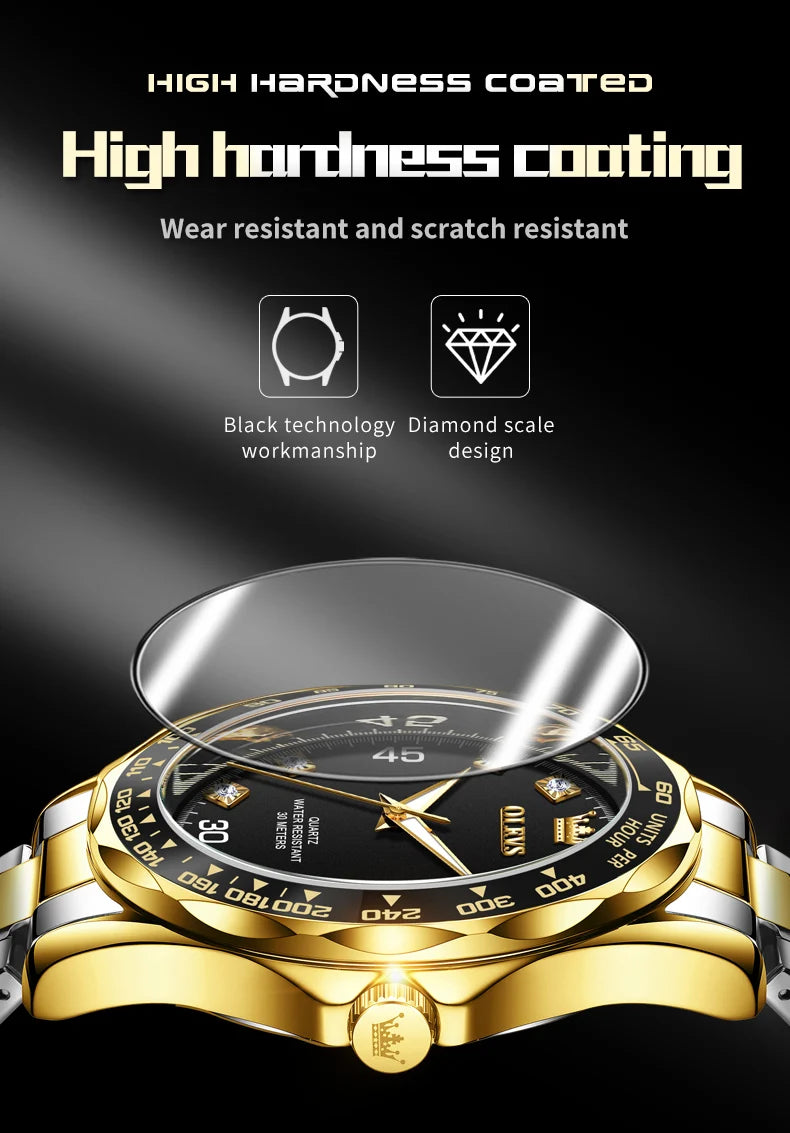 OLEVS 9988 Men's Quartz Watch Chronograph Waterproof Luxury Fashion Trend Stainless Steel Luminous Simple Wristwatch