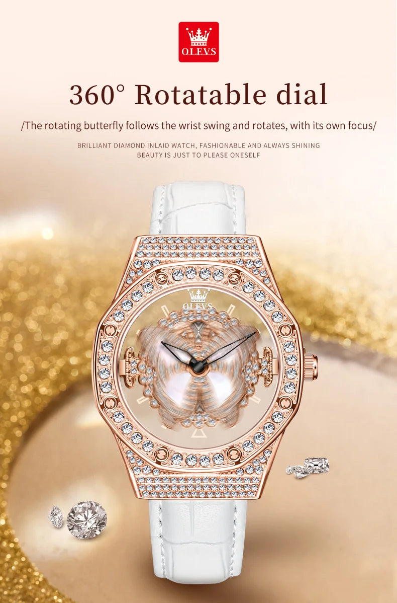 OLEVS 9996 Quartz Watch For Women Top Brand Fashion Woman Wristwatch Butterfly Luxury Waterproof Original Leather Dress Watches