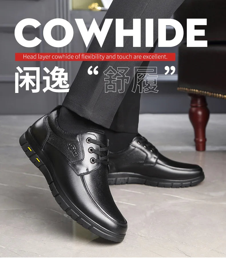 Hot Sale Men Genuine Leather Casual Shoes Soft Sole Lace-up Luxury Brand Middle-aged Old Man Dad Lightweight Loafers Shoes