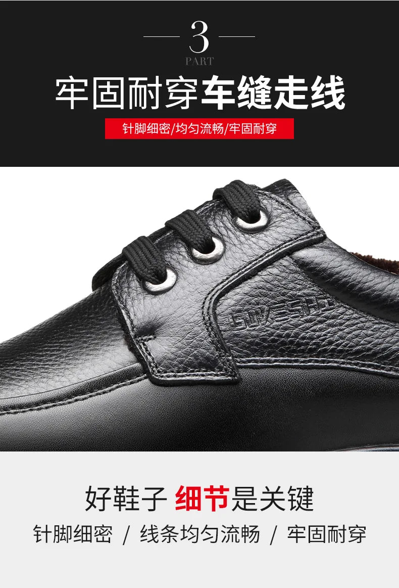 Hot Sale Men Genuine Leather Casual Shoes Soft Sole Lace-up Luxury Brand Middle-aged Old Man Dad Lightweight Loafers Shoes
