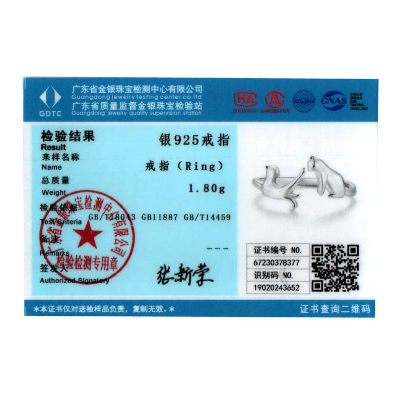 WOSTU 100% 925 Sterling Silver Cat Dog Opening Ring Hot Sale Pet Rings For Women Original Fashion Animal Jewelry Party Gift