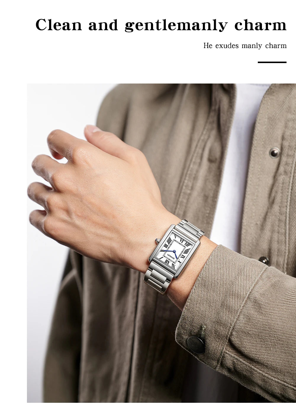 SANDA New Quartz Watch Roman Numeral Stainless Steel Leather Watchband Brief Lovers Watch 30M Waterproof Hot Men's Women's Watch