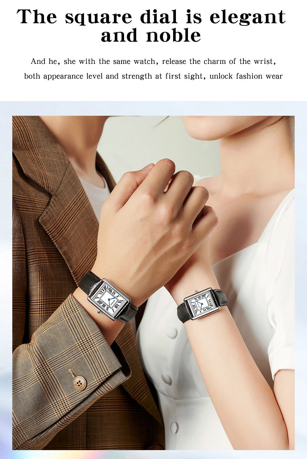 SANDA New Quartz Watch Roman Numeral Stainless Steel Leather Watchband Brief Lovers Watch 30M Waterproof Hot Men's Women's Watch