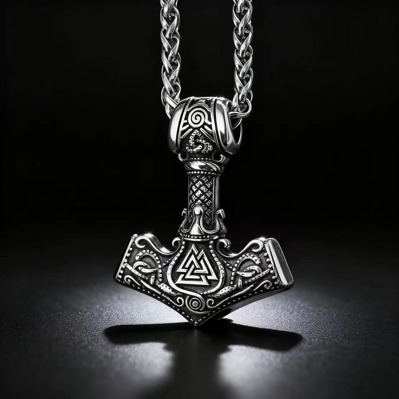 HNSP 316L Stainless Steel Mjolnir Thor Hammer Viking Norse Rune Pendant Necklace For Men Vintage Jewelry Accessories Ideal Gift