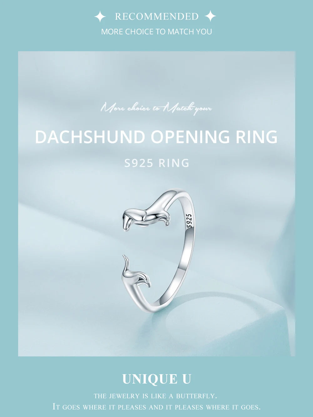 WOSTU 100% 925 Sterling Silver Cat Dog Opening Ring Hot Sale Pet Rings For Women Original Fashion Animal Jewelry Party Gift